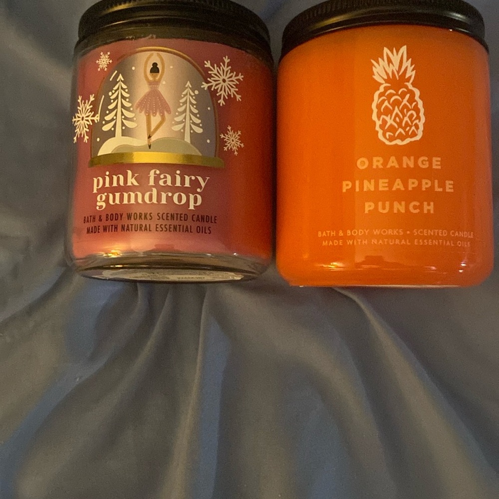 Bath & Body Works Pink and Orange Candle Jars